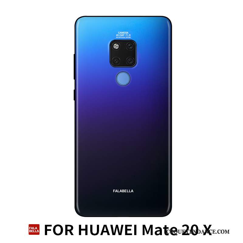 Huawei Mate 20 X Coque Protection Personnalité Verre Bleu Ornements Suspendus