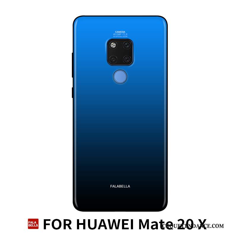 Huawei Mate 20 X Coque Protection Personnalité Verre Bleu Ornements Suspendus