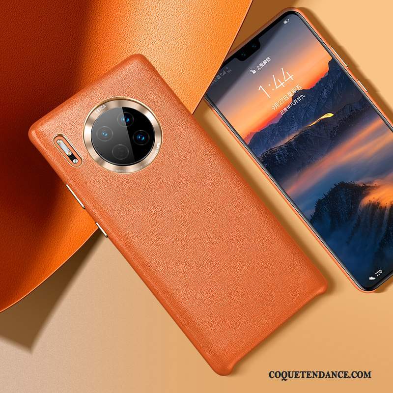 Huawei Mate 30 Coque Cuir Orange Luxe Tout Compris