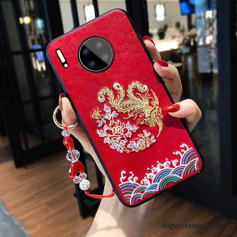 Huawei Mate 30 Coque De Téléphone Amoureux Broderie Silicone Rouge