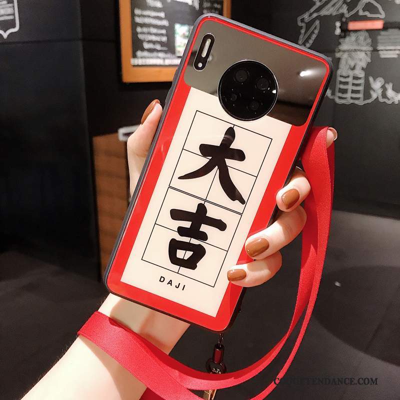Huawei Mate 30 Coque Ornements Suspendus Nouveau Verre De Téléphone Rouge