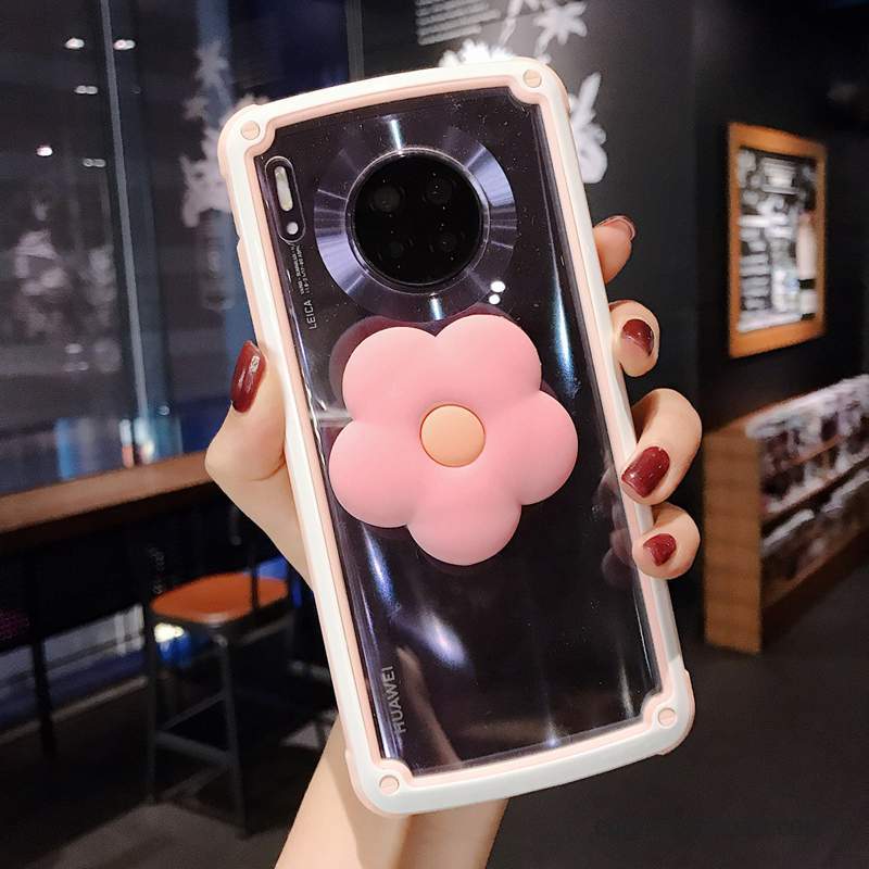 Huawei Mate 30 Coque Support Simple Border Rose