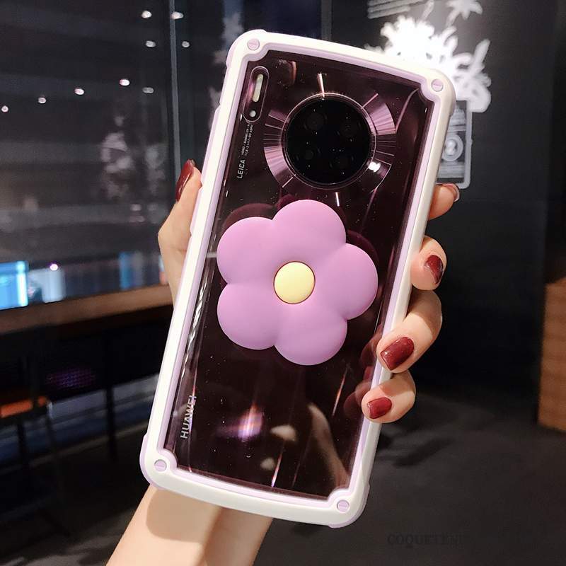 Huawei Mate 30 Coque Support Simple Border Rose