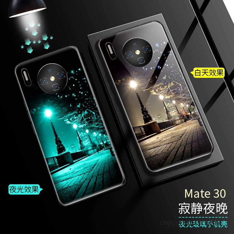 Huawei Mate 30 Coque Verre Noir Incassable Lumineuses Très Mince