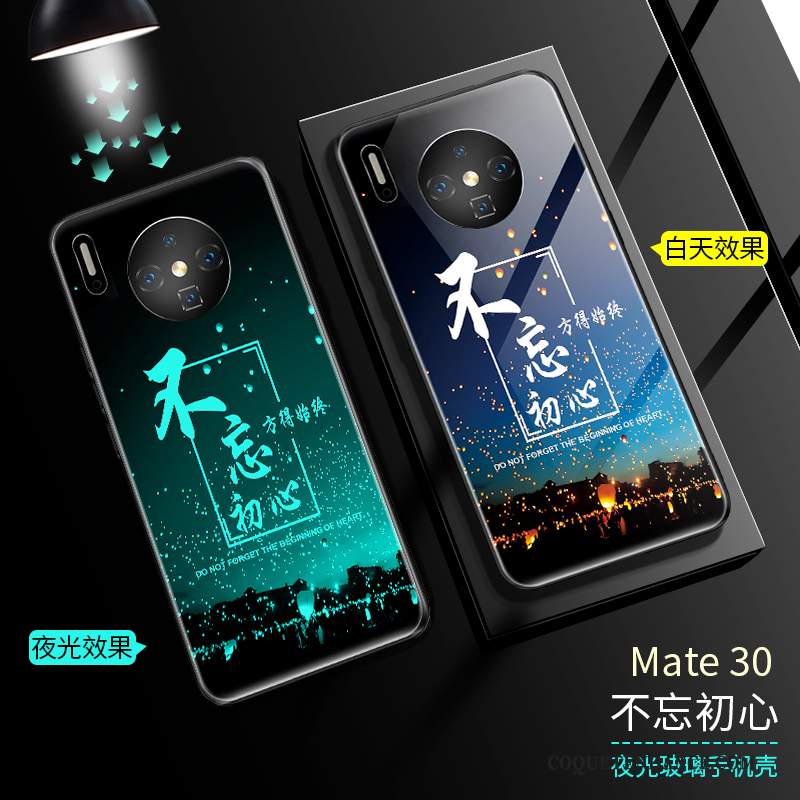 Huawei Mate 30 Coque Verre Noir Incassable Lumineuses Très Mince