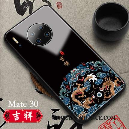 Huawei Mate 30 Coque Verre Style Chinois De Téléphone Blanc Authentique