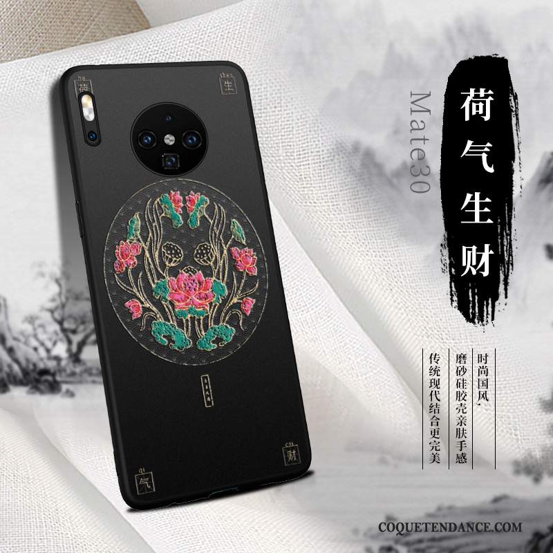 Huawei Mate 30 Coque Étui Délavé En Daim Style Chinois De Téléphone Net Rouge