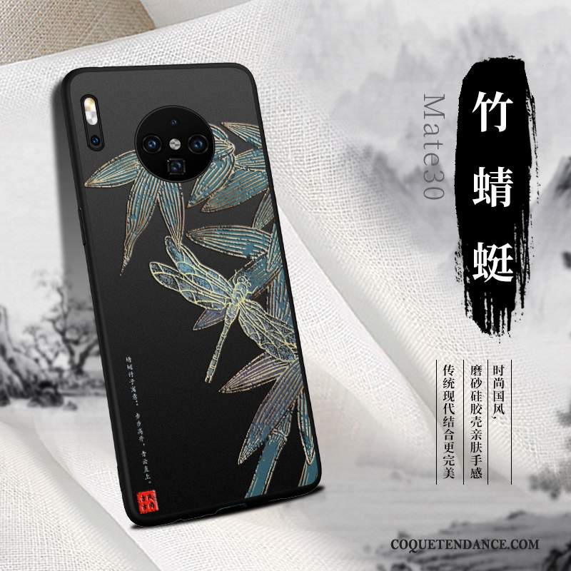 Huawei Mate 30 Coque Étui Délavé En Daim Style Chinois De Téléphone Net Rouge