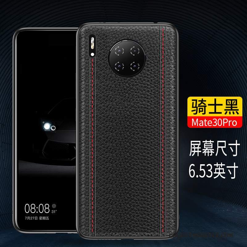 Huawei Mate 30 Pro Coque Étui Noir Étui En Cuir Cuir Véritable De Téléphone