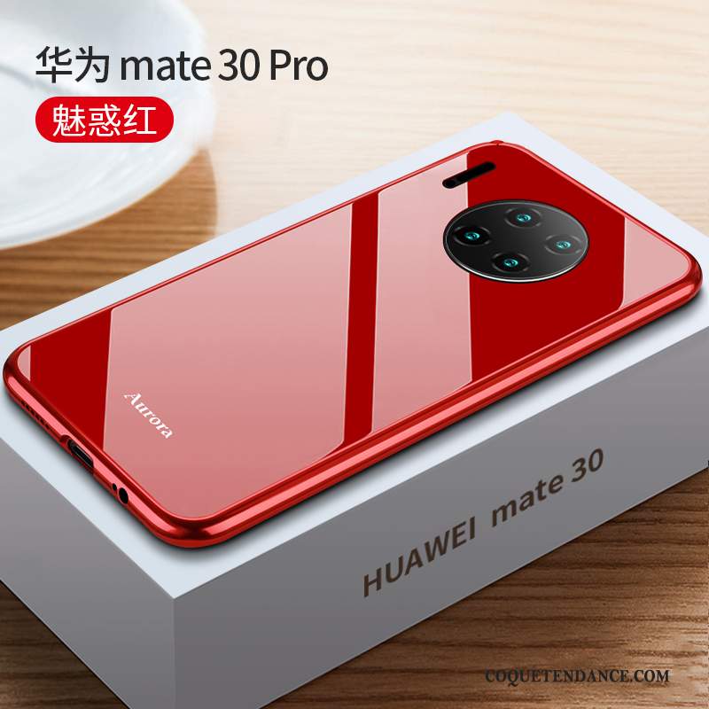 Huawei Mate 30 Pro Coque Étui Protection Noir Très Mince Net Rouge