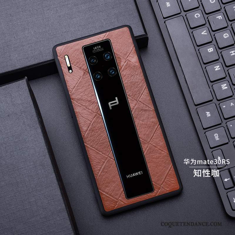 Huawei Mate 30 Rs Coque Tout Compris Incassable Étui En Cuir Noir Cuir Véritable