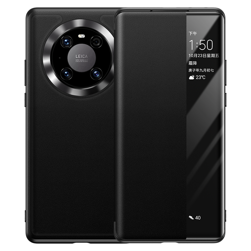Huawei Mate 40 Pro Coque De Téléphone Rouge Cuir Protection Cuir Véritable