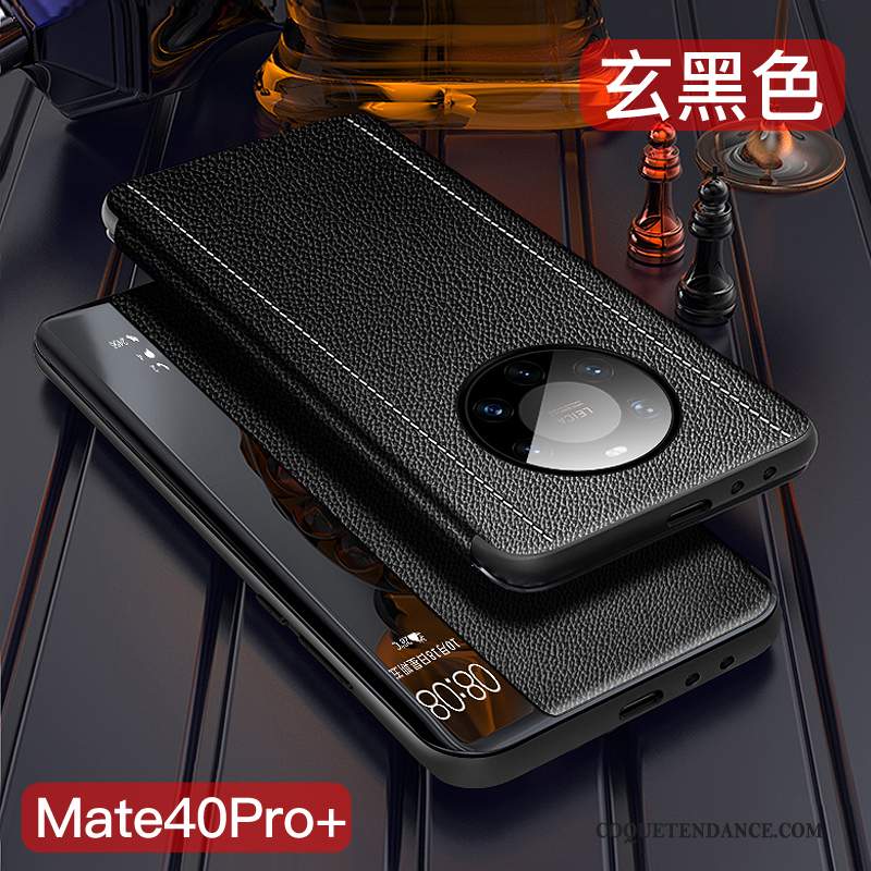 Huawei Mate 40 Pro+ Coque Mince Cuir Véritable Tout Compris Clamshell Protection