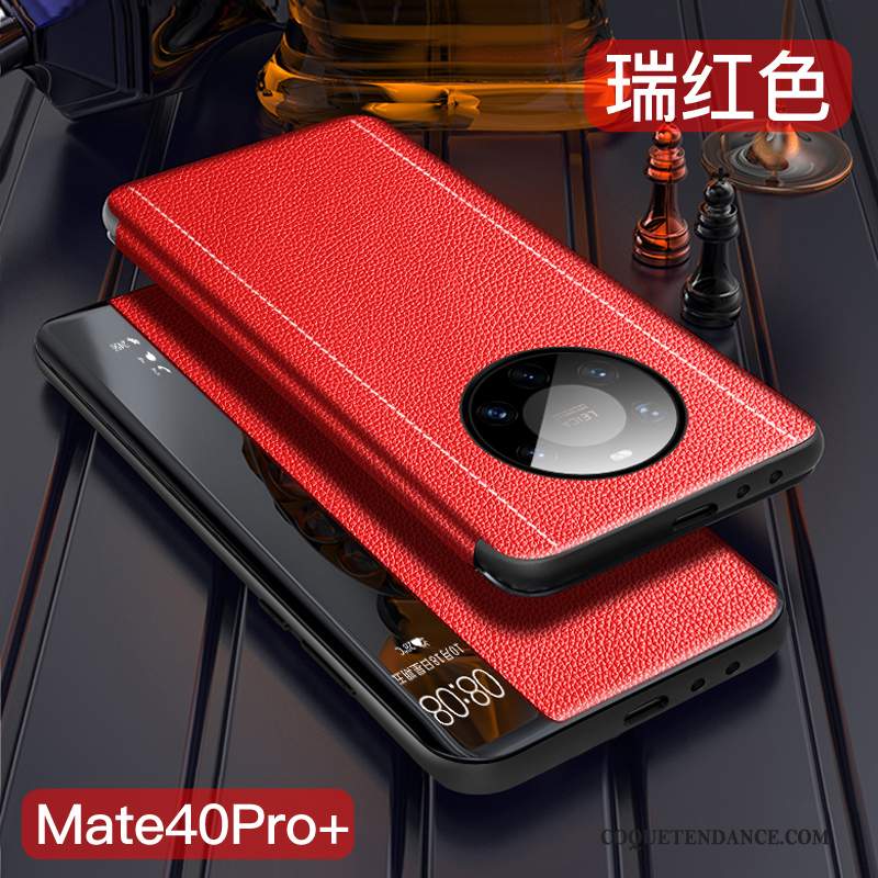 Huawei Mate 40 Pro+ Coque Mince Cuir Véritable Tout Compris Clamshell Protection