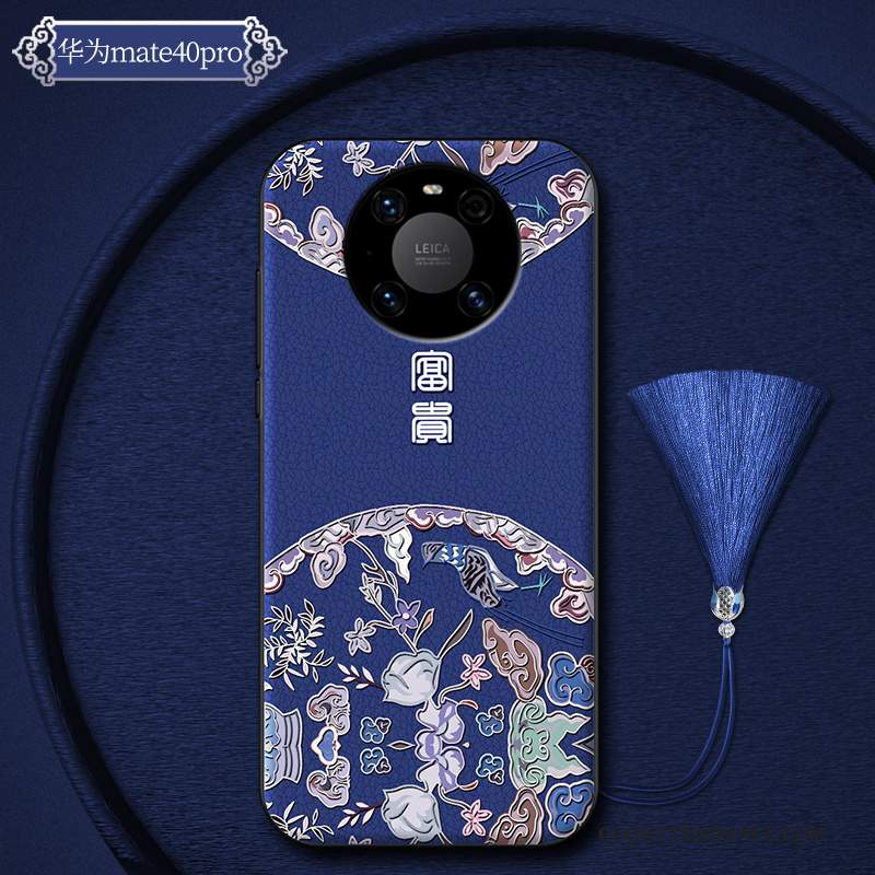Huawei Mate 40 Pro Coque Personnalité Très Mince Luxe Bleu De Téléphone