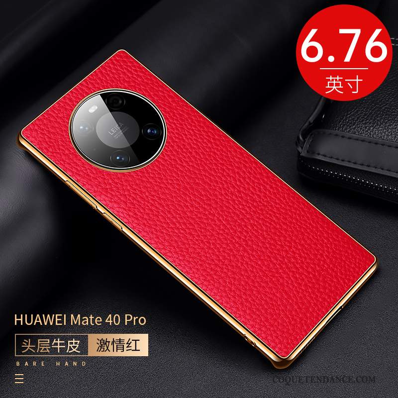 Huawei Mate 40 Pro Coque Protection Litchi Modèle Fleurie De Téléphone Incassable