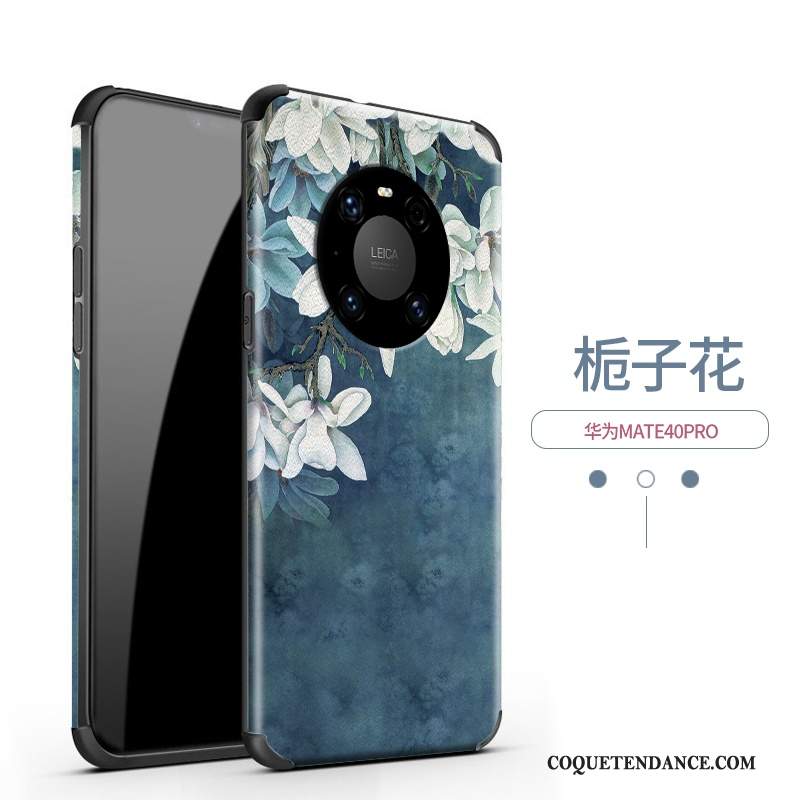 Huawei Mate 40 Pro Coque Soie Mulberry Gaufrage De Téléphone Nouveau Fleur