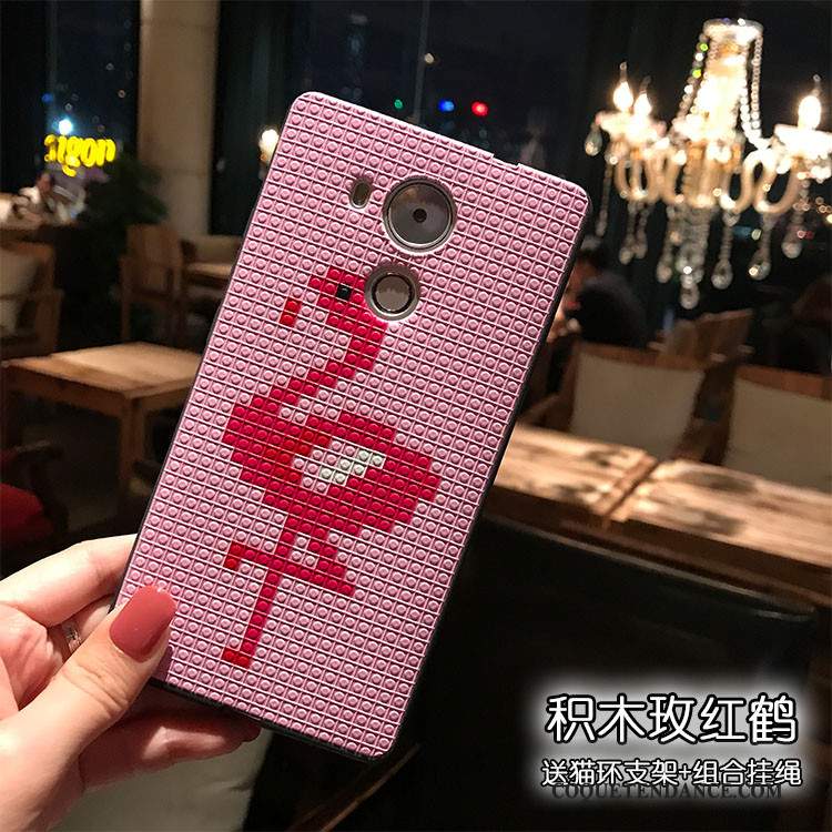 Huawei Mate 8 Coque Gaufrage Bois Rose Silicone