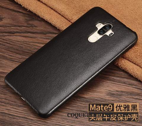 Huawei Mate 9 Coque Clair Cuir Véritable Étui Protection Étui En Cuir