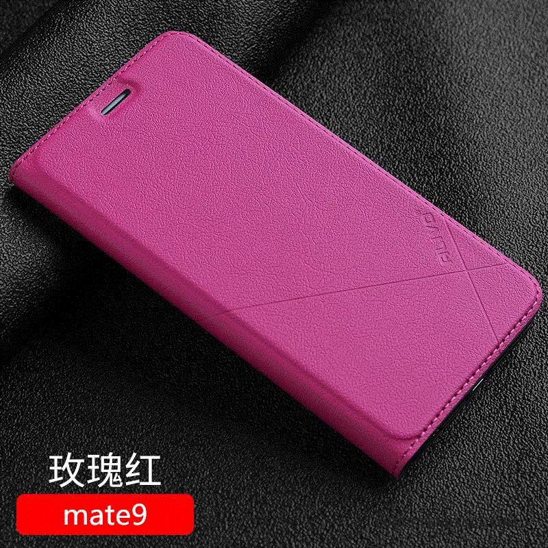 Huawei Mate 9 Coque Rouge Clamshell Étui En Cuir Protection De Téléphone