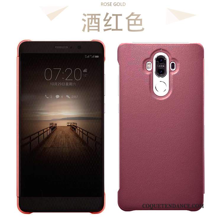 Huawei Mate 9 Coque Étui En Cuir Cuir Véritable Incassable Rose Protection