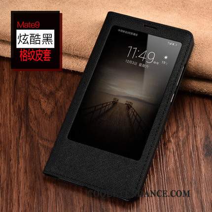 Huawei Mate 9 Coque Étui En Cuir Vin Rouge Clamshell Incassable De Téléphone