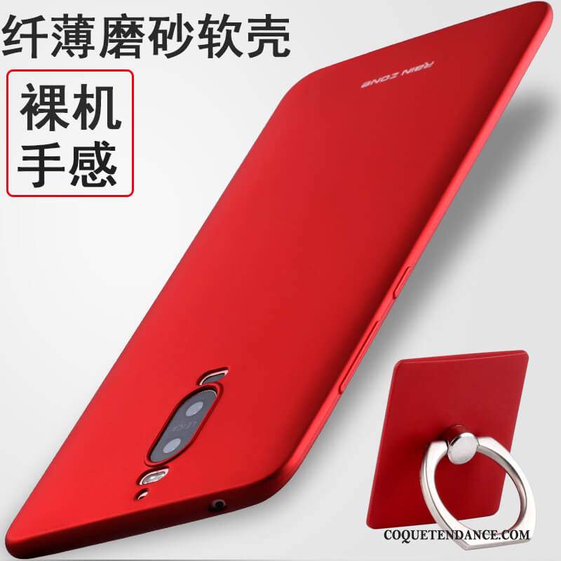 Huawei Mate 9 Pro Coque Anneau Rouge Silicone Protection Fluide Doux
