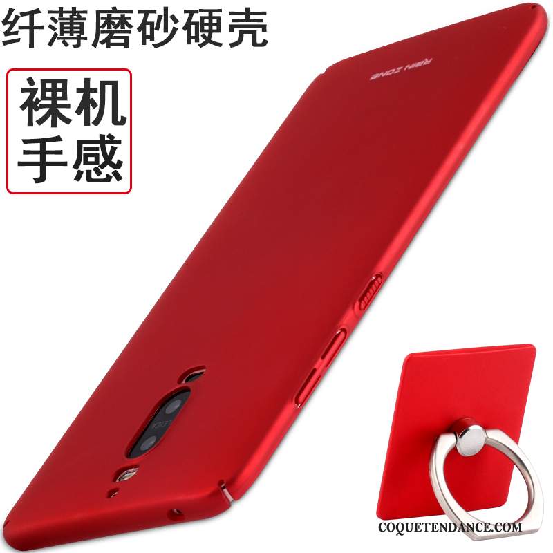 Huawei Mate 9 Pro Coque Étui Délavé En Daim Rouge Incassable De Téléphone