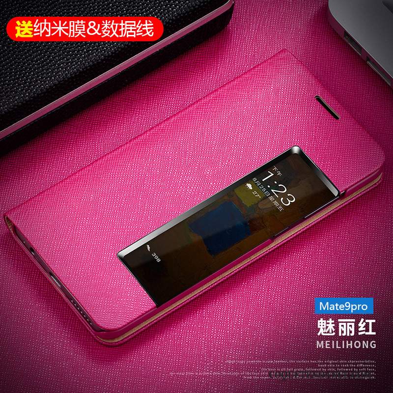 Huawei Mate 9 Pro Coque Étui En Cuir Clamshell Rose Incassable Tout Compris