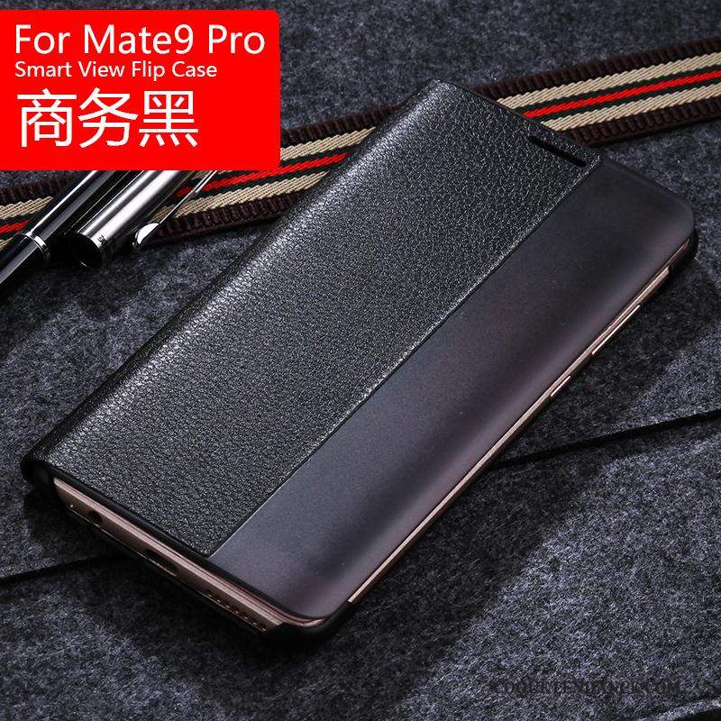 Huawei Mate 9 Pro Coque Étui Noir Étui En Cuir Clamshell Protection