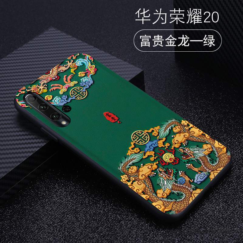 Huawei Nova 5t Coque Créatif De Téléphone Vert Jaune Modèle Fleurie