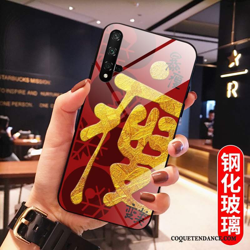 Huawei Nova 5t Coque Net Rouge Silicone Très Mince Protection Créatif