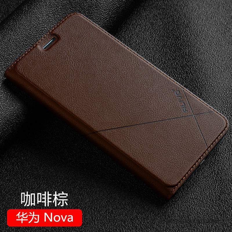 Huawei Nova Coque De Téléphone Clamshell Protection Noir Étui