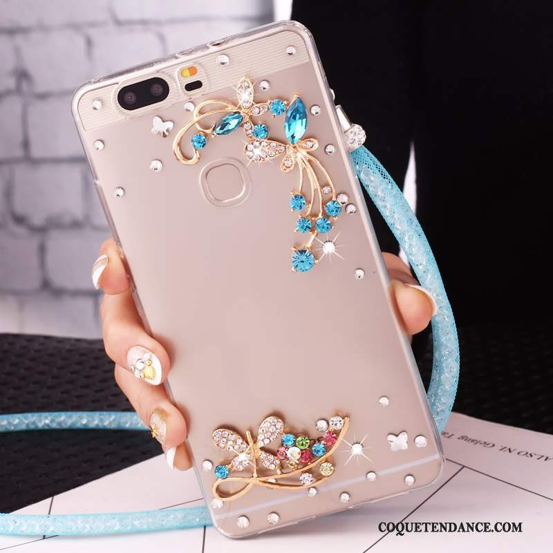 Huawei Nova Coque Ornements Suspendus Étui De Téléphone Bleu Strass