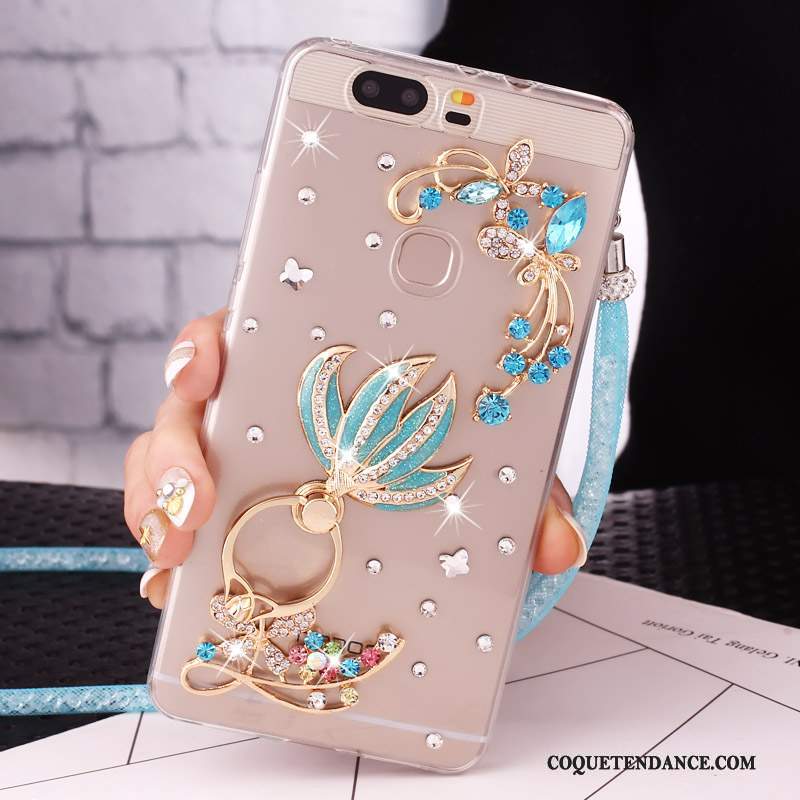 Huawei Nova Coque Ornements Suspendus Étui De Téléphone Bleu Strass