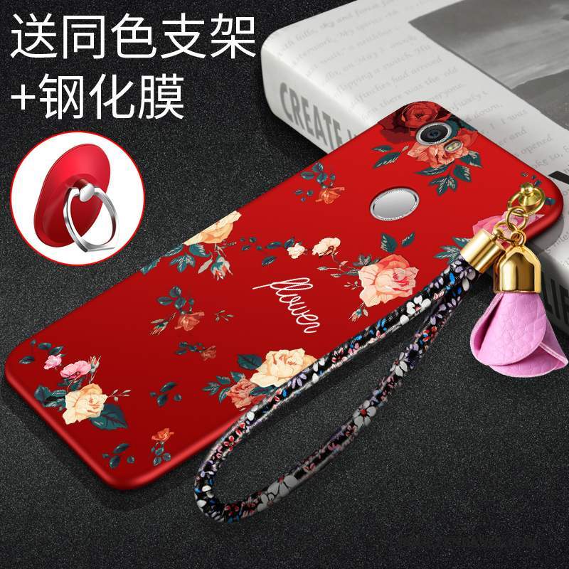 Huawei Nova Coque Personnalité Délavé En Daim Protection Rouge Étui