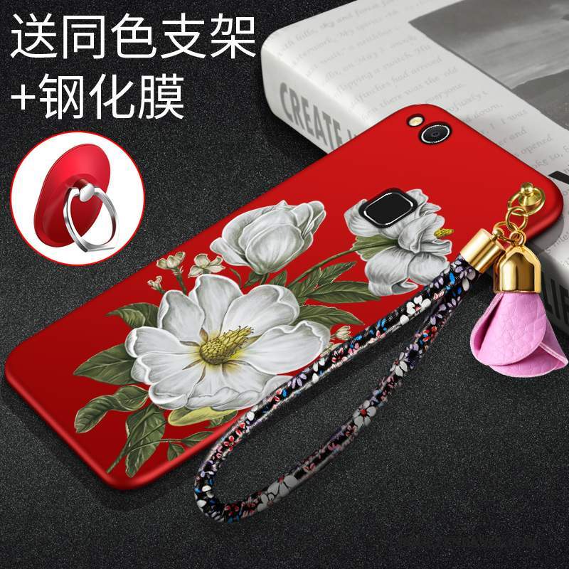 Huawei Nova Coque Personnalité Délavé En Daim Protection Rouge Étui