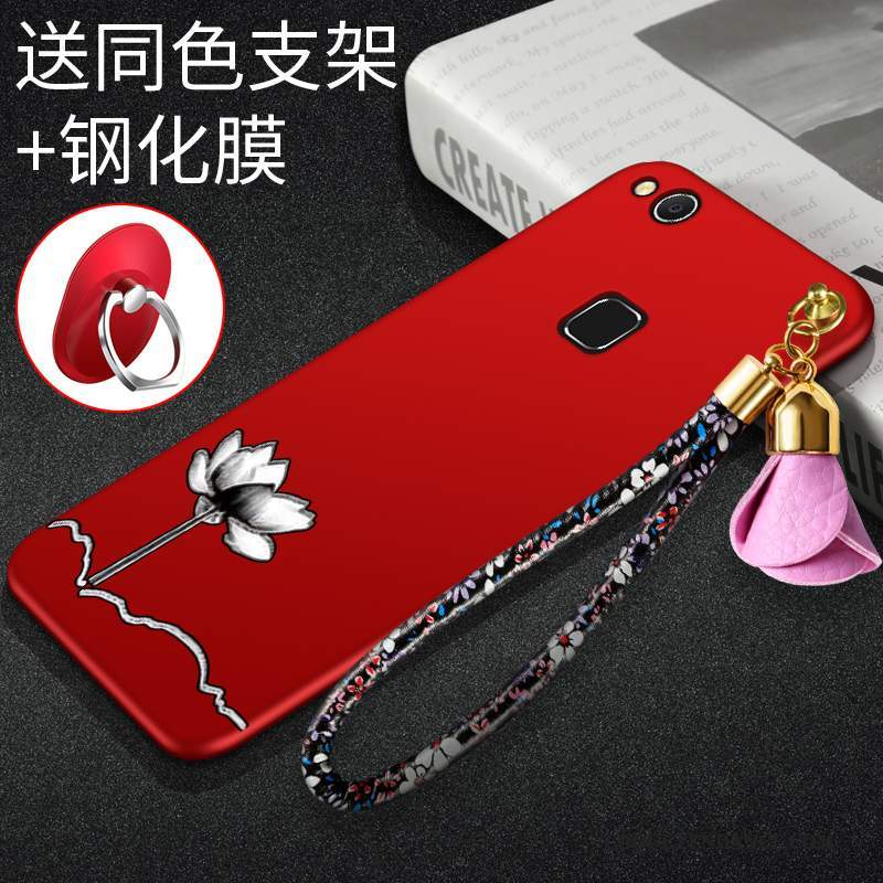 Huawei Nova Coque Personnalité Délavé En Daim Protection Rouge Étui