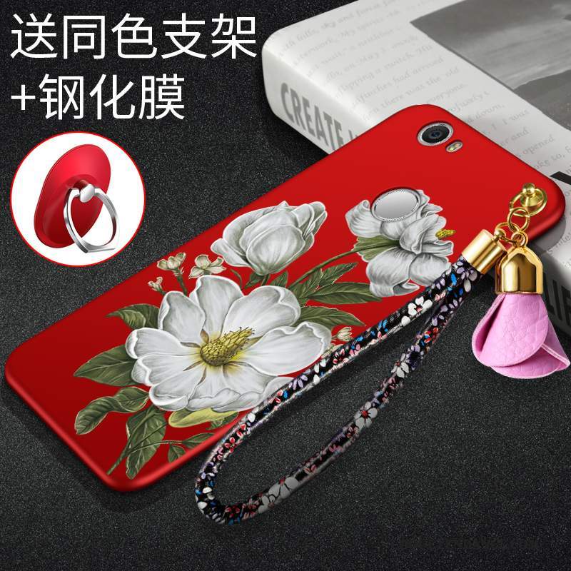 Huawei Nova Coque Personnalité Délavé En Daim Protection Rouge Étui