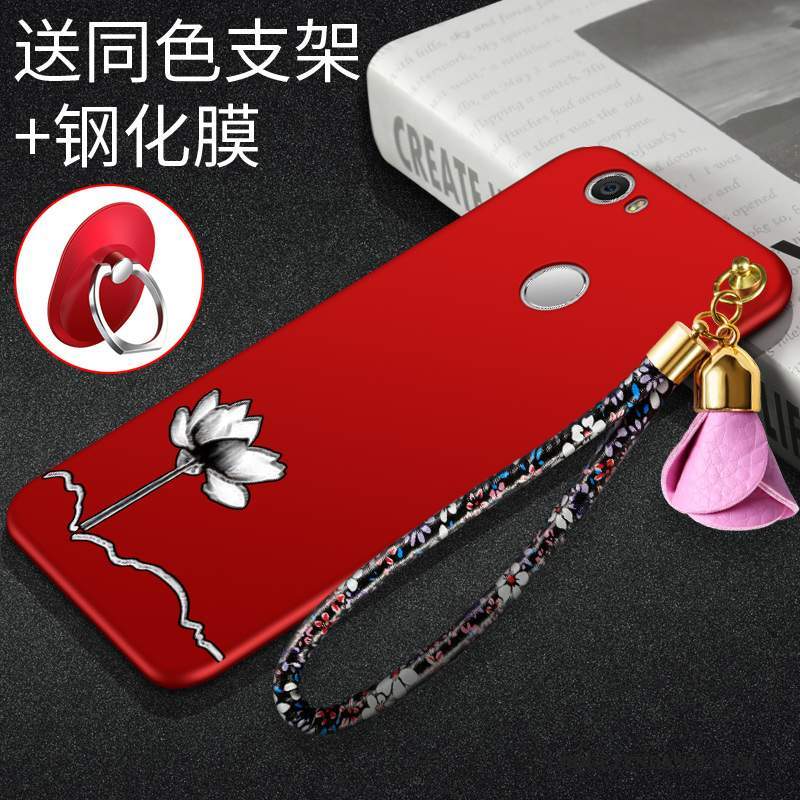 Huawei Nova Coque Personnalité Délavé En Daim Protection Rouge Étui