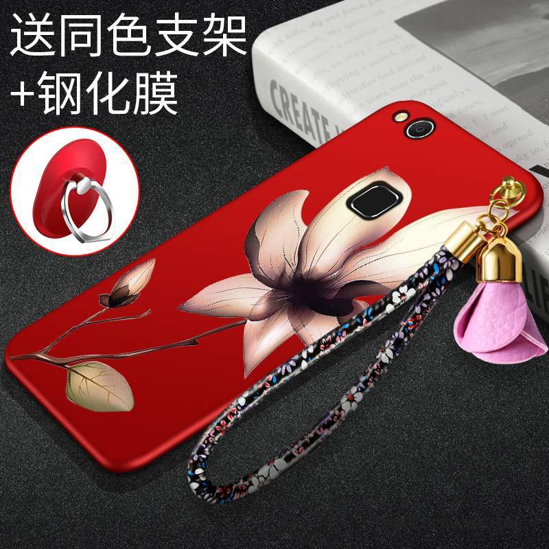 Huawei Nova Coque Personnalité Délavé En Daim Protection Rouge Étui