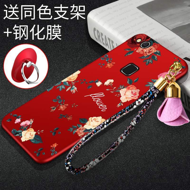 Huawei Nova Coque Personnalité Délavé En Daim Protection Rouge Étui