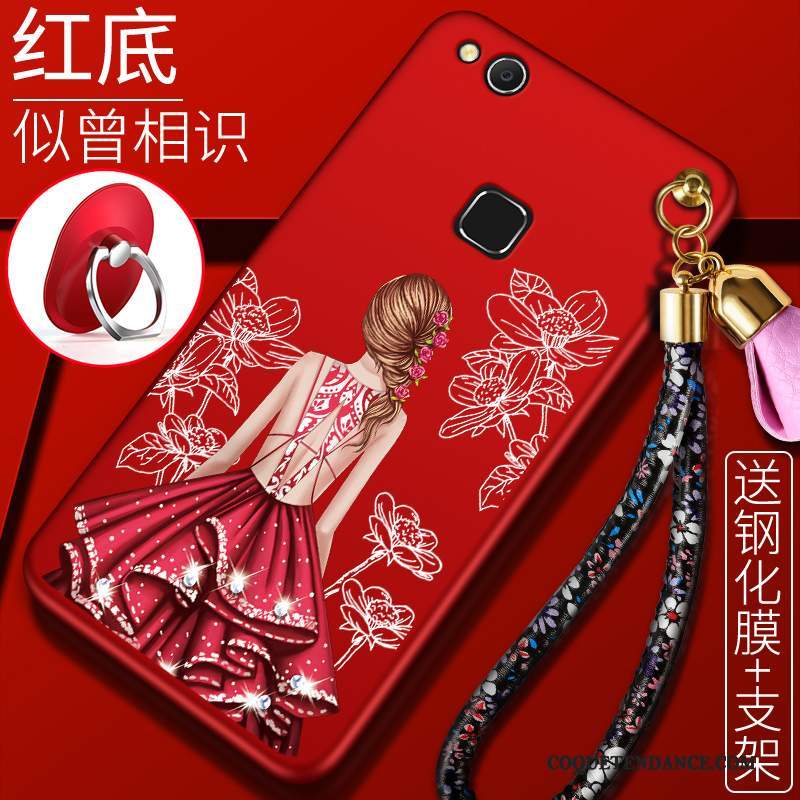 Huawei Nova Coque Silicone Étui Incassable Rouge Délavé En Daim