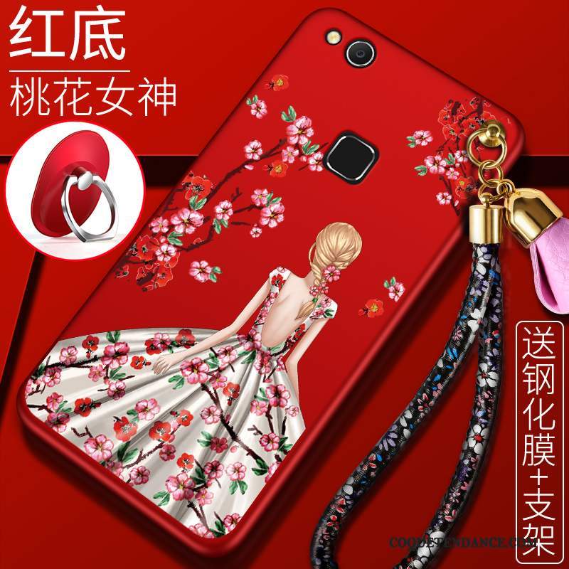 Huawei Nova Coque Silicone Étui Incassable Rouge Délavé En Daim