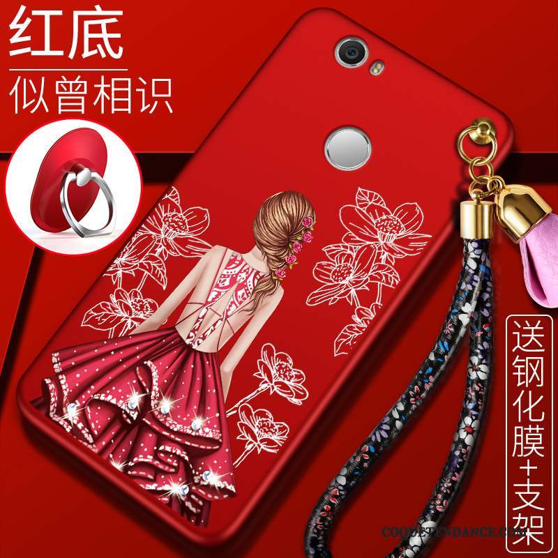 Huawei Nova Coque Silicone Étui Incassable Rouge Délavé En Daim