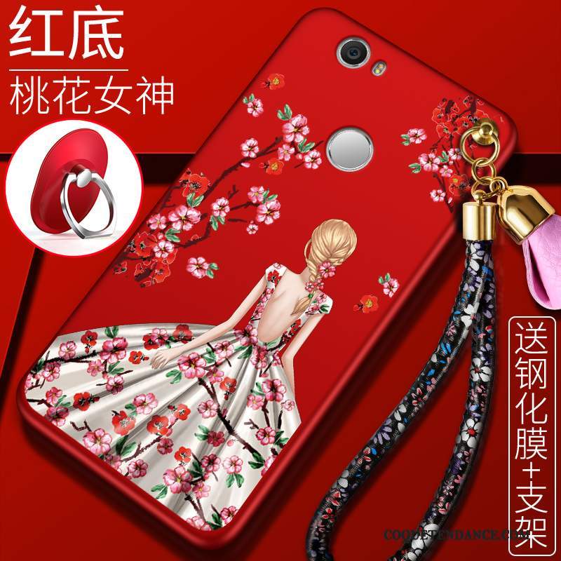 Huawei Nova Coque Silicone Étui Incassable Rouge Délavé En Daim