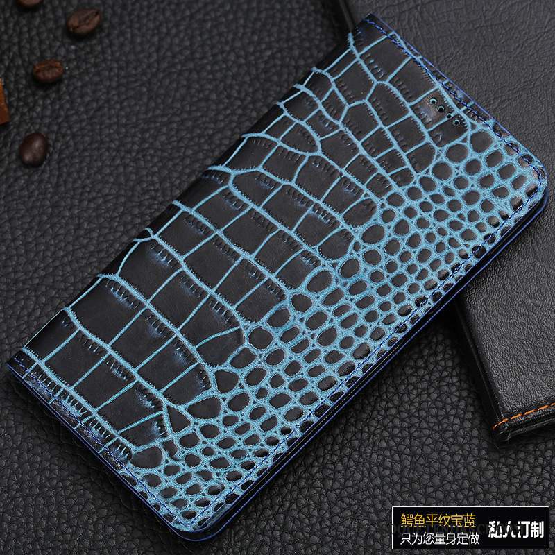 Huawei Nova Coque Étui En Cuir Bleu Cuir Véritable Modèle Fleurie Housse