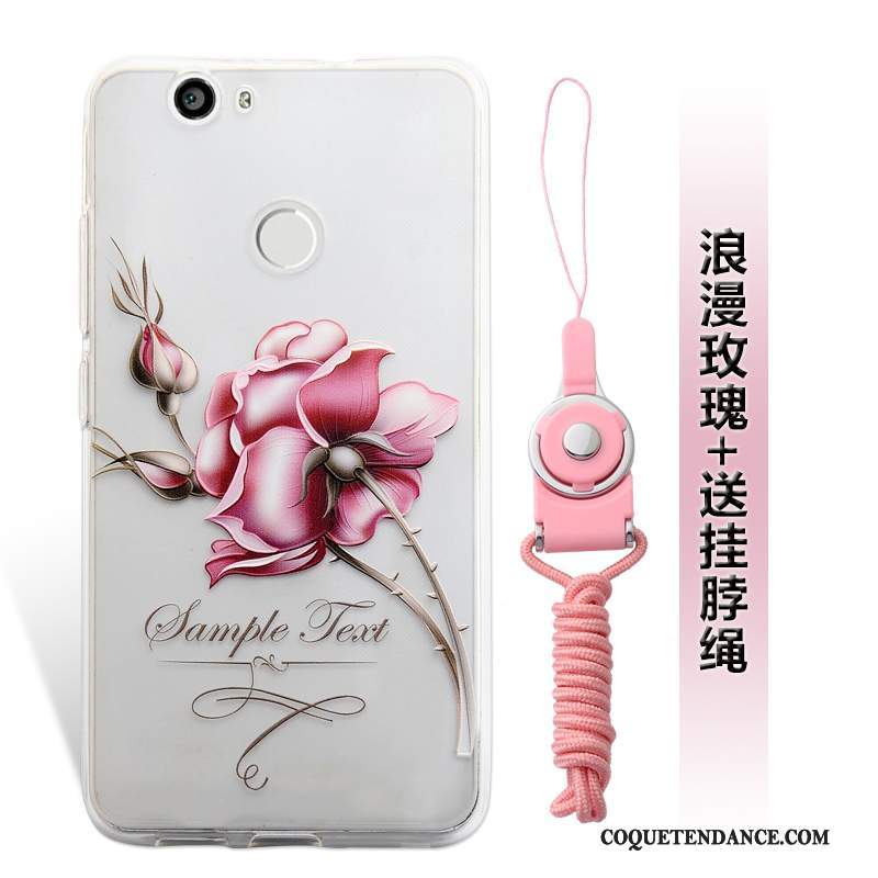 Huawei Nova Coque Étui Gaufrage Rose Ornements Suspendus