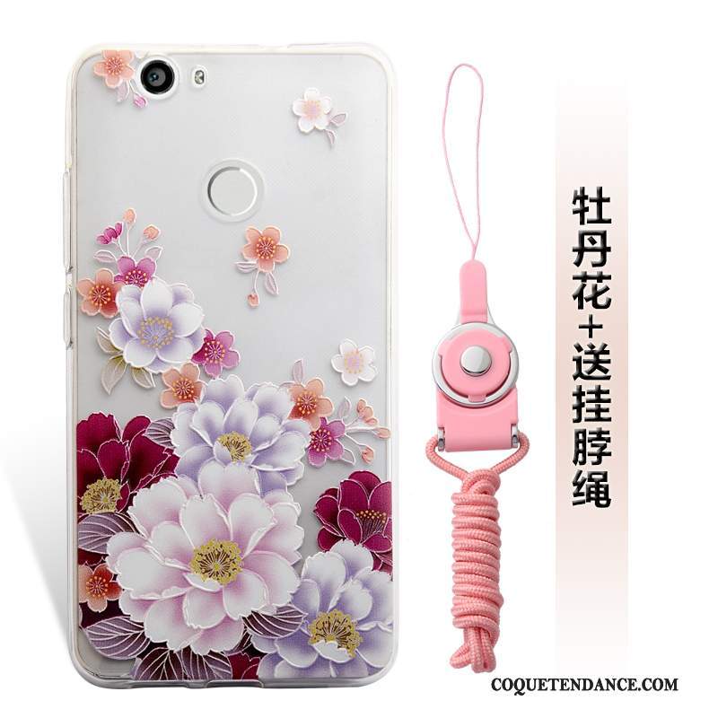 Huawei Nova Coque Étui Gaufrage Rose Ornements Suspendus