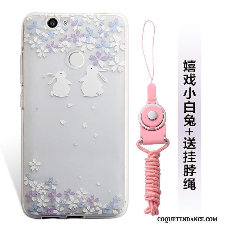 Huawei Nova Coque Étui Gaufrage Rose Ornements Suspendus